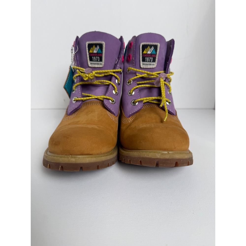 Timberland 6 Inch Premium Waterproof Boots Wheat Purple Teal Women Size 8.5 - Picture 3 of 13